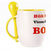 A cup with a spoon. Yellow (250 ml)
