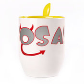 Tass koos lusikaga. Kollane (250 ml)