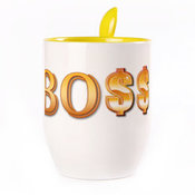 Tass koos lusikaga. Kollane (250 ml)