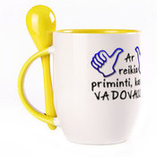 Puodelis su šaukšteliu. Geltonas (250 ml)