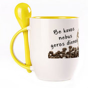 Tass koos lusikaga. Kollane (250 ml)