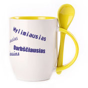 Tass koos lusikaga. Kollane (250 ml)
