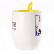 A cup with a spoon. Yellow (250 ml)