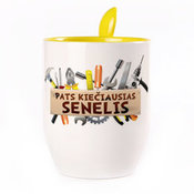 A cup with a spoon. Yellow (250 ml)