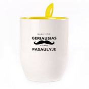 Puodelis su šaukšteliu. Geltonas (250 ml)