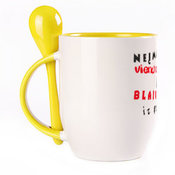 A cup with a spoon. Yellow (250 ml)