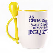 Tass koos lusikaga. Kollane (250 ml)