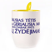 Tass koos lusikaga. Kollane (250 ml)