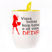 Tass koos lusikaga. Kollane (250 ml)