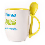 Tass koos lusikaga. Kollane (250 ml)