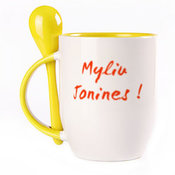 A cup with a spoon. Yellow (250 ml)