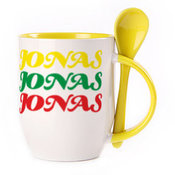 Tass koos lusikaga. Kollane (250 ml)