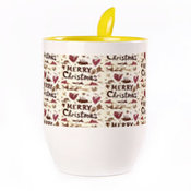 Puodelis su šaukšteliu. Geltonas (250 ml)