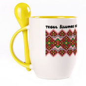 Tass koos lusikaga. Kollane (250 ml)