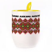 Tass koos lusikaga. Kollane (250 ml)