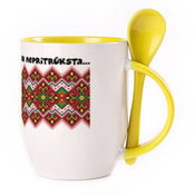 A cup with a spoon. Yellow (250 ml)