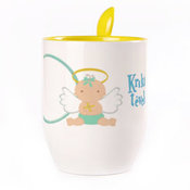 Puodelis su šaukšteliu. Geltonas (250 ml)