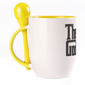 A cup with a spoon. Yellow (250 ml)