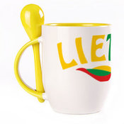 Tass koos lusikaga. Kollane (250 ml)