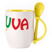 Puodelis su šaukšteliu. Geltonas (250 ml)