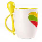 Puodelis su šaukšteliu. Geltonas (250 ml)