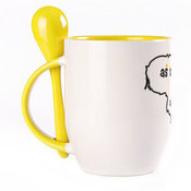 A cup with a spoon. Yellow (250 ml)
