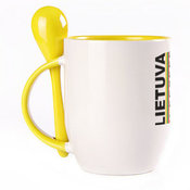 Tass koos lusikaga. Kollane (250 ml)