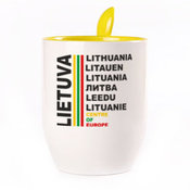 Puodelis su šaukšteliu. Geltonas (250 ml)