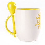 Tass koos lusikaga. Kollane (250 ml)