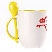 A cup with a spoon. Yellow (250 ml)
