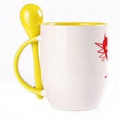 Puodelis su šaukšteliu. Geltonas (250 ml)