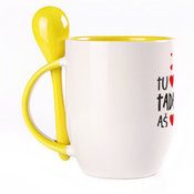 Tass koos lusikaga. Kollane (250 ml)
