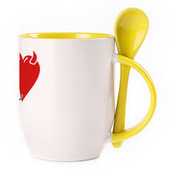 Puodelis su šaukšteliu. Geltonas (250 ml)