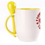 Tass koos lusikaga. Kollane (250 ml)