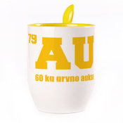 Puodelis su šaukšteliu. Geltonas (250 ml)