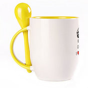A cup with a spoon. Yellow (250 ml)