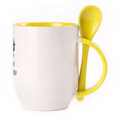 A cup with a spoon. Yellow (250 ml)