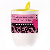 Tass koos lusikaga. Kollane (250 ml)