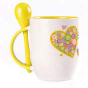 A cup with a spoon. Yellow (250 ml)