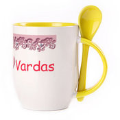 A cup with a spoon. Yellow (250 ml)