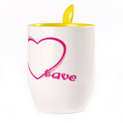 A cup with a spoon. Yellow (250 ml)