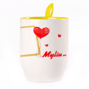 Puodelis su šaukšteliu. Geltonas (250 ml)