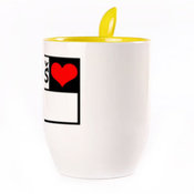 Tass koos lusikaga. Kollane (250 ml)