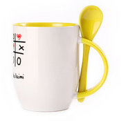 Tass koos lusikaga. Kollane (250 ml)