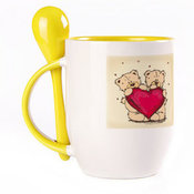 A cup with a spoon. Yellow (250 ml)