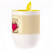 Tass koos lusikaga. Kollane (250 ml)