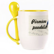 Puodelis su šaukšteliu. Geltonas (250 ml)