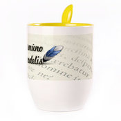 Tass koos lusikaga. Kollane (250 ml)