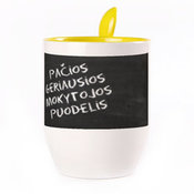 Tass koos lusikaga. Kollane (250 ml)