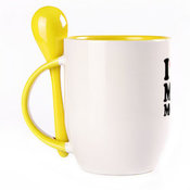 A cup with a spoon. Yellow (250 ml)